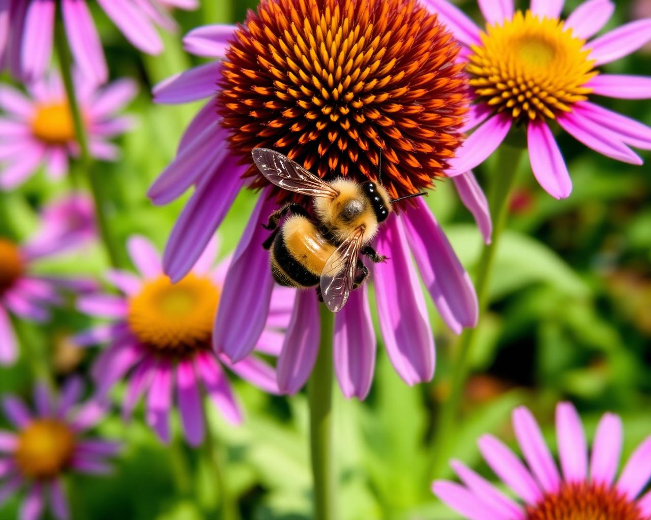 Bee on a purple coneflower